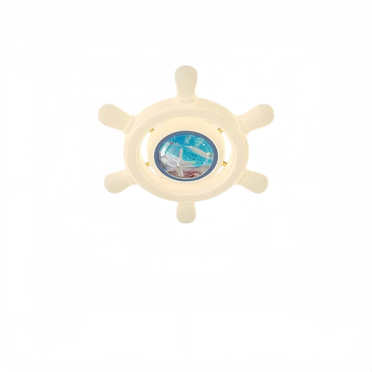 Vivara Art Deco Ship's Helm Ceiling Light -- Iron & PE Dimmable White/Blue for Bedroom