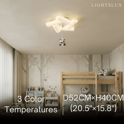 Art Deco Bamboo-Inspired Ceiling Light -- White Panda Iron & PE for Bedroom