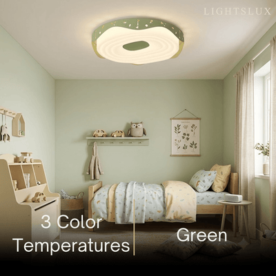 Morandia Green Modern Round Ceiling Light -- Iron & PE Flush Mount for Bedroom