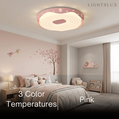 Morandia Pink Modern Round Ceiling Light -- Iron & PE Flush Mount for Bedroom
