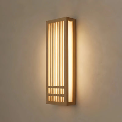 Zenno Wabi-sabi Wood Wall Lamp – Rectangular Log Color for Living Room/Bedroom