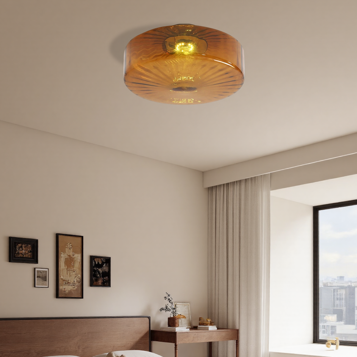Modern Round Flush Mount Ceiling Light for Bedroom