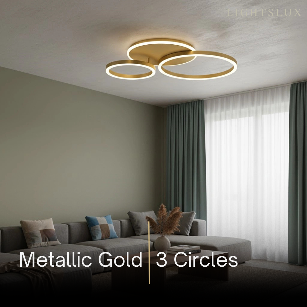  Ring Black/Gold Celing Light, 4Style, for Bedroom/Living Room/Commercial