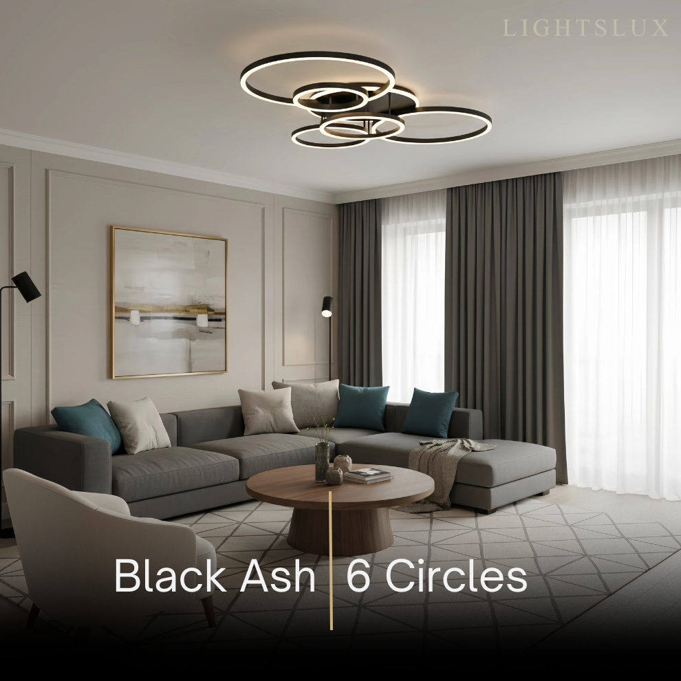  Ring Black/Gold Celing Light, 4Style, for Bedroom/Living Room/Commercial