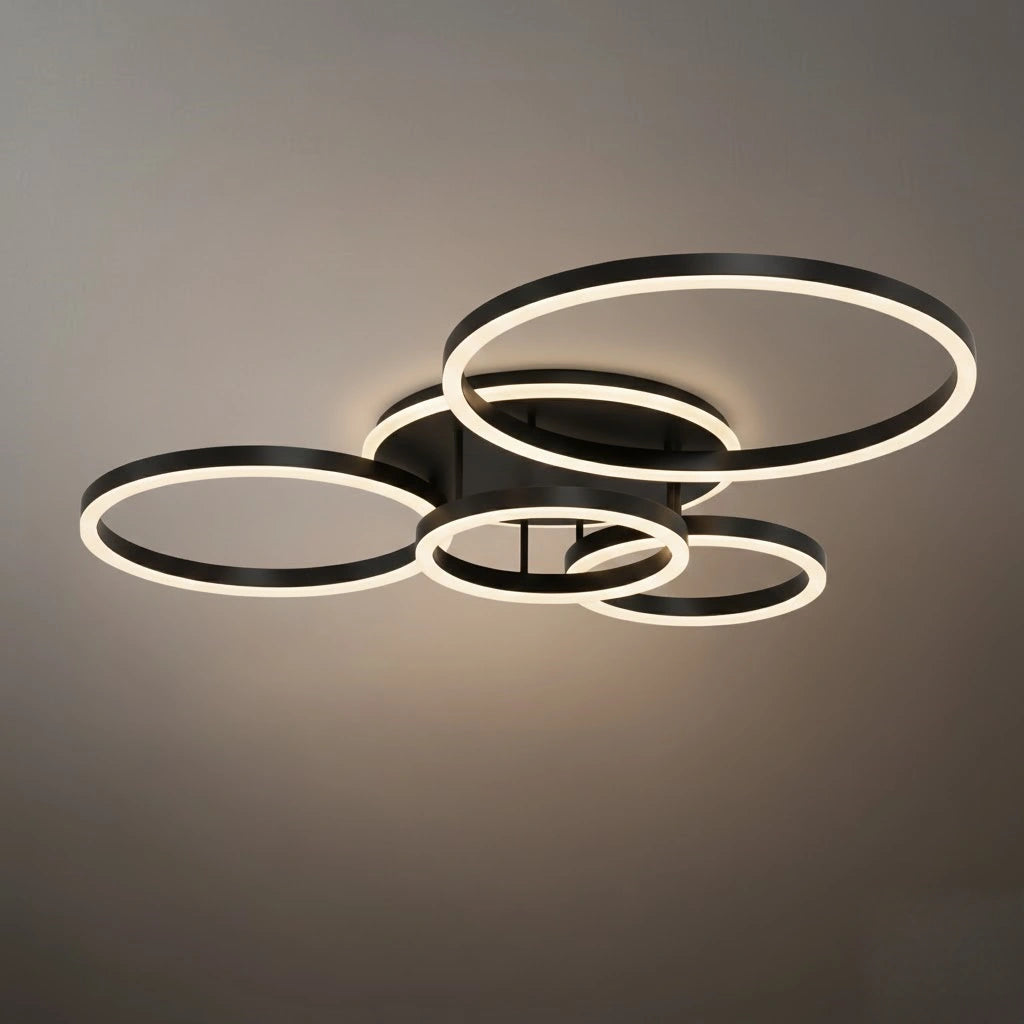  Ring Black/Gold Celing Light, 4Style, for Bedroom/Living Room/Commercial