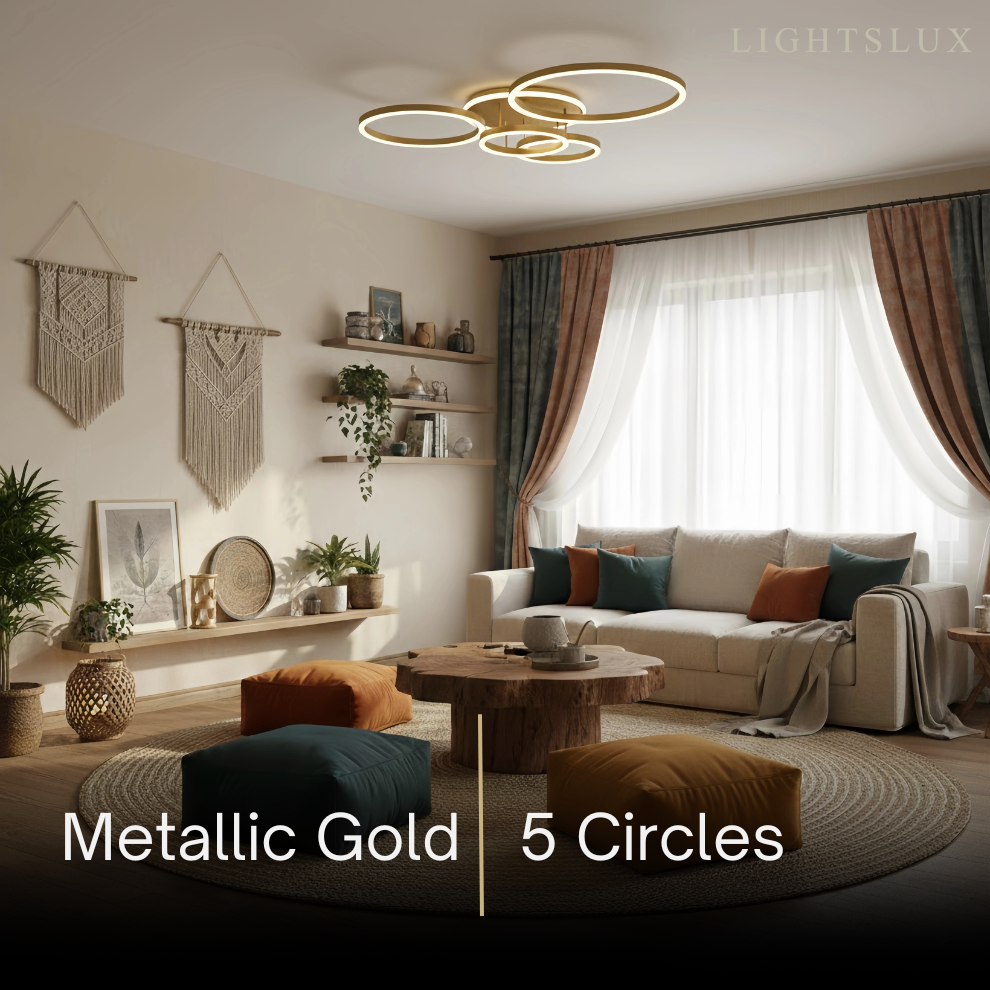  Ring Black/Gold Celing Light, 4Style, for Bedroom/Living Room/Commercial