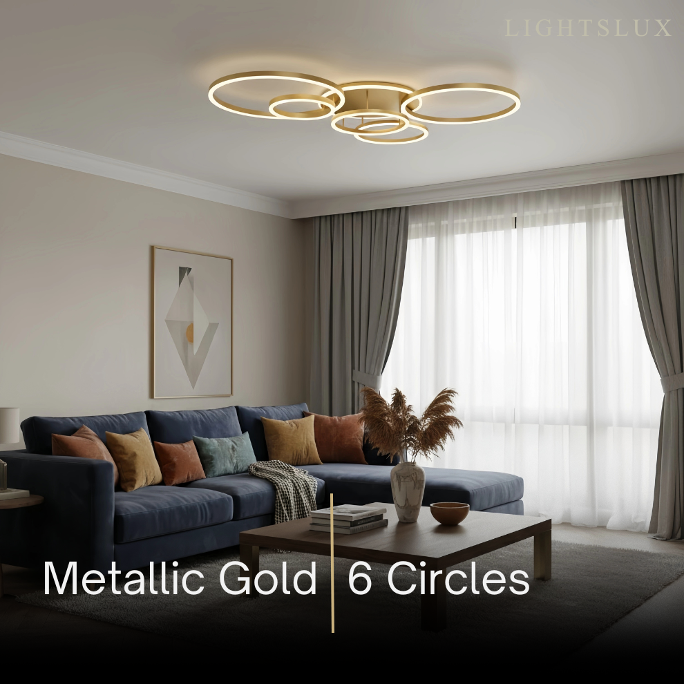  Ring Black/Gold Celing Light, 4Style, for Bedroom/Living Room/Commercial