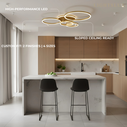  Ring Black/Gold Celing Light, 4Style, for Bedroom/Living Room/Commercial