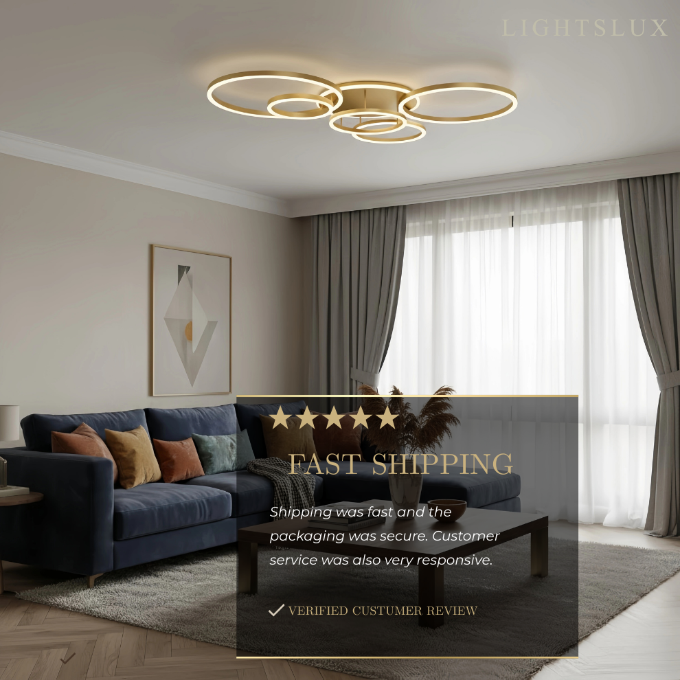  Ring Black/Gold Celing Light, 4Style, for Bedroom/Living Room/Commercial