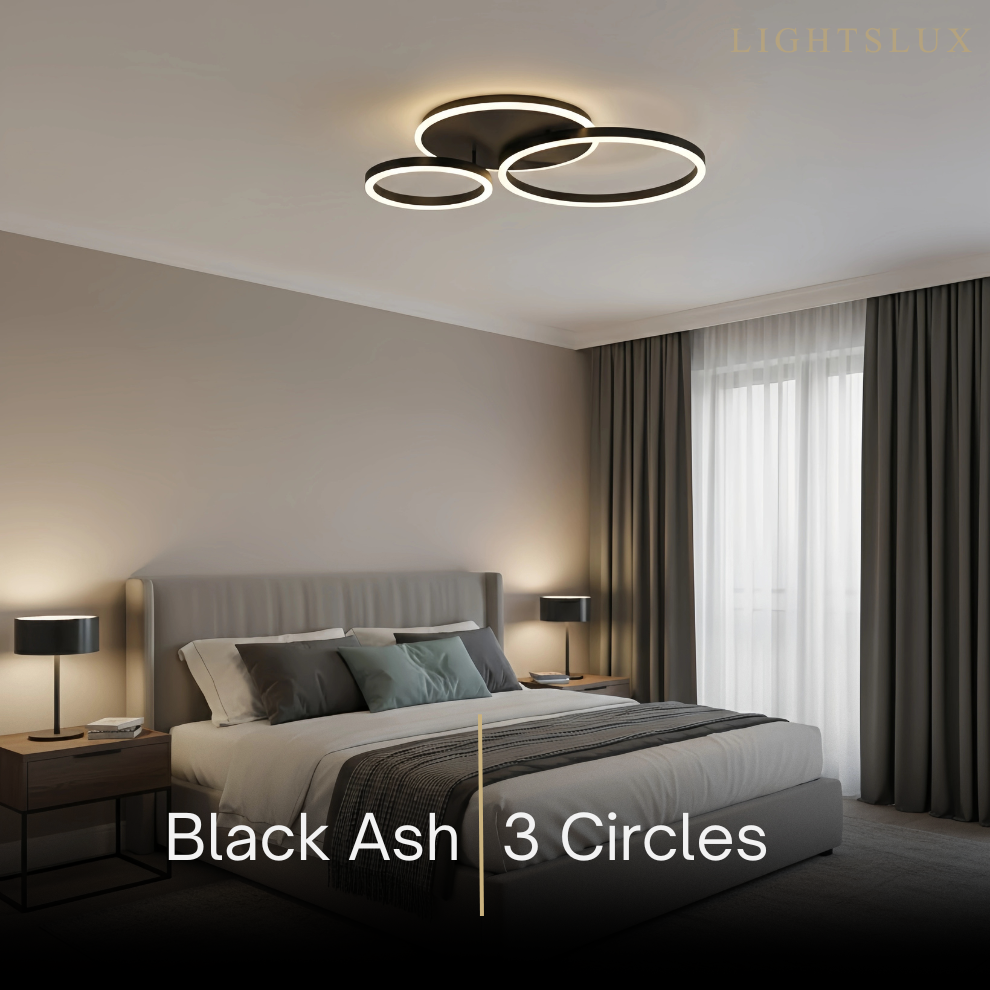  Ring Black/Gold Celing Light, 4Style, for Bedroom/Living Room/Commercial
