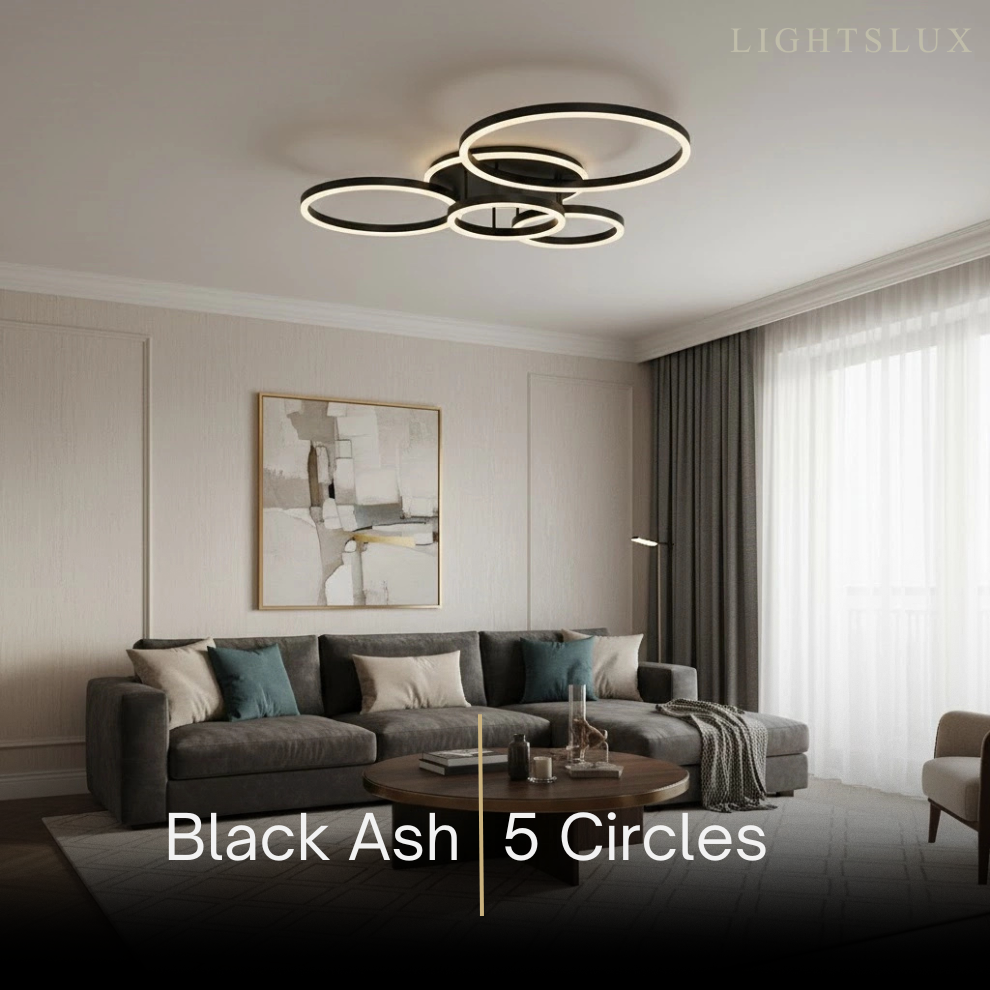  Ring Black/Gold Celing Light, 4Style, for Bedroom/Living Room/Commercial