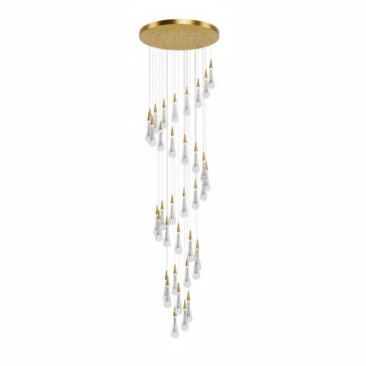 Indra Luxury Crystal Drop Chandelier with Spiral Design