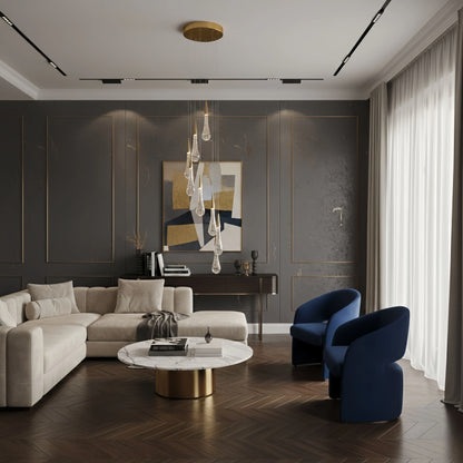 Excelis Luxury Crystal Drop Chandelier with Spiral Design