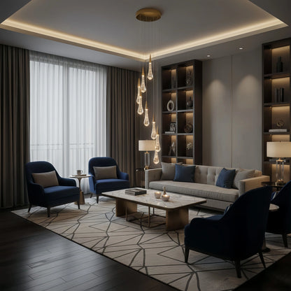 Excelis Luxury Crystal Drop Chandelier with Spiral Design