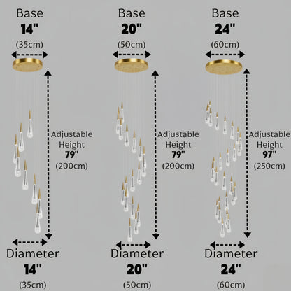 Indra Luxury Crystal Drop Chandelier with Spiral Design