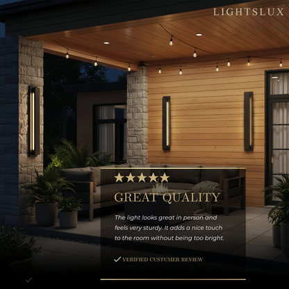 Modern Black Outdoor Wall Light with Vertical COB LED, Waterproof Exterior Sconce for Entryway & Patio