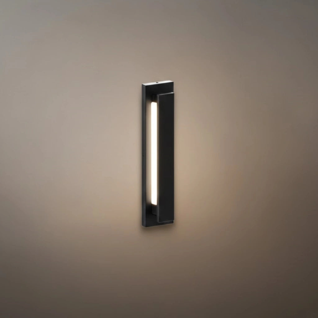 Black Outdoor Wall Light with Vertical COB LED, Waterproof Exterior Sconce for Entryway & Patio