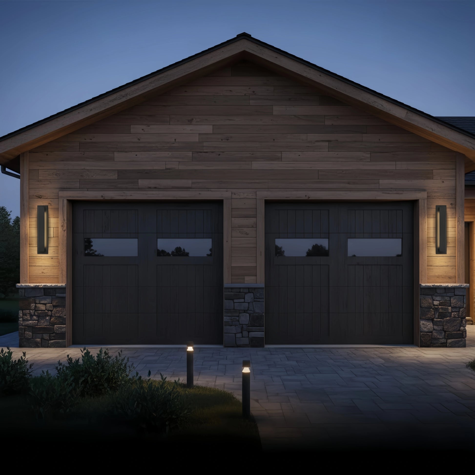 Modern Black Outdoor Wall Light with Vertical COB LED, Waterproof Exterior Sconce for Entryway & Patio