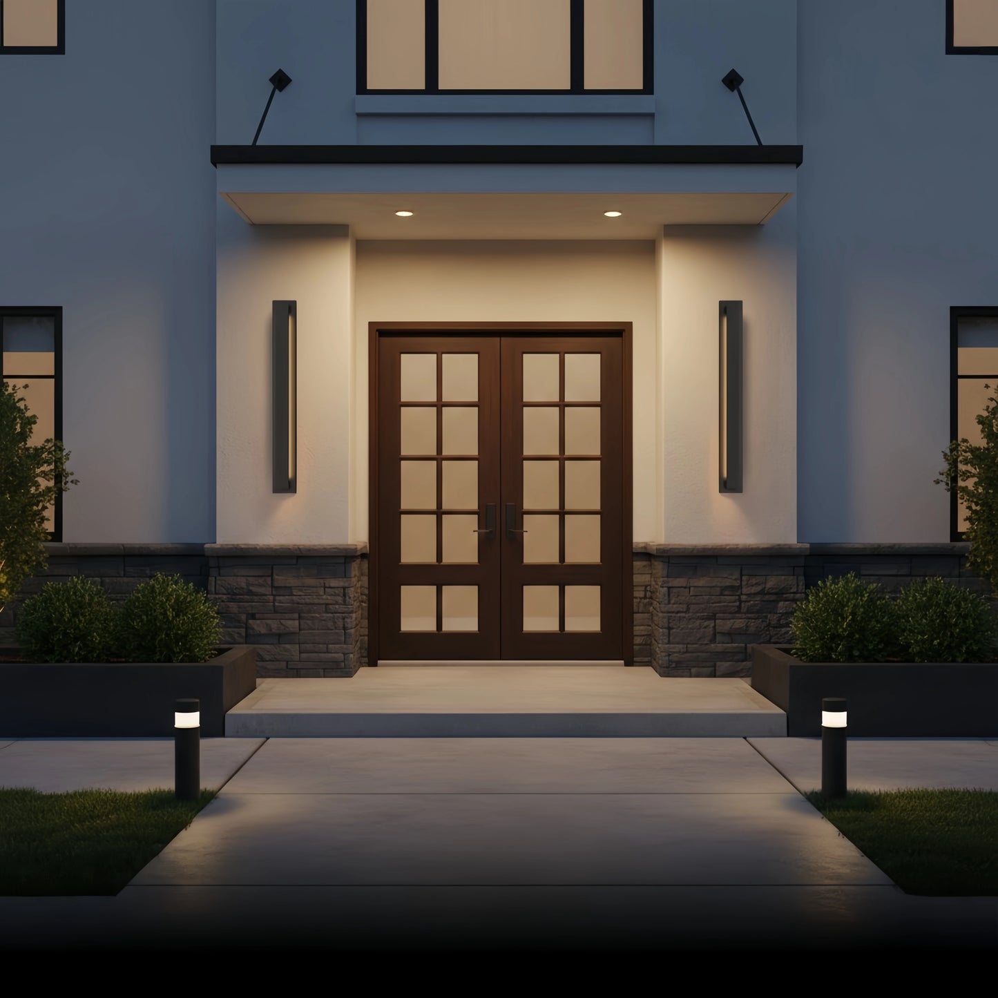 Modern Black Outdoor Wall Light with Vertical COB LED, Waterproof Exterior Sconce for Entryway & Patio