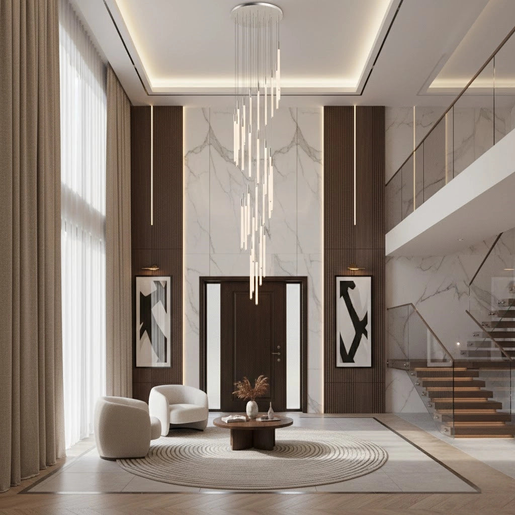 Nebula Multi-Tier Modern Chandelier - Waterfall Design for Staircases & High Ceilings