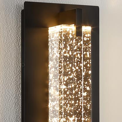 Arcato Modern Outdoor Wall Sconce with Crystal Acrylic Accents - Sleek Black Finish