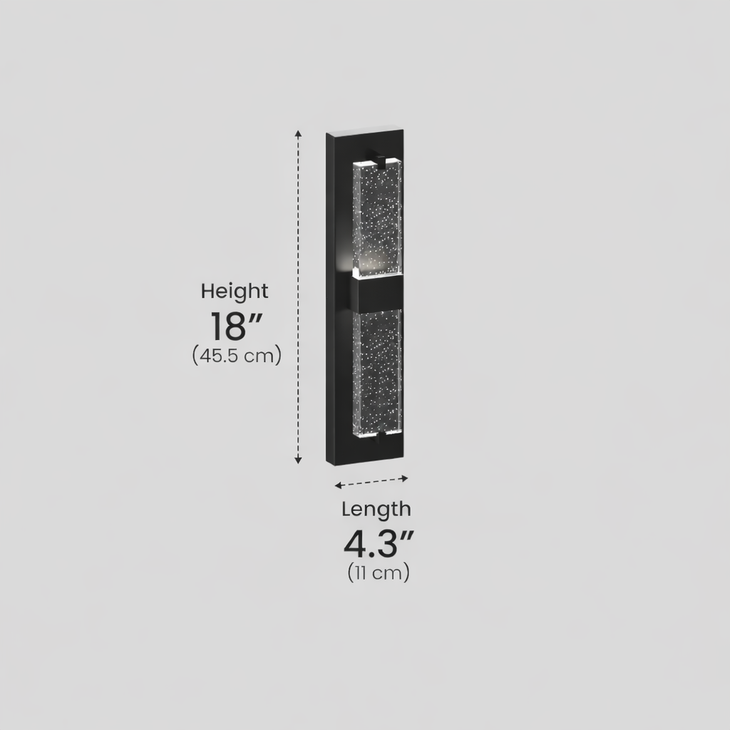 Arcato Modern Outdoor Wall Sconce with Crystal Acrylic Accents - Sleek Black Finish