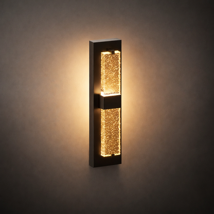 Arcato Modern Outdoor Wall Sconce with Crystal Acrylic Accents - Sleek Black Finish