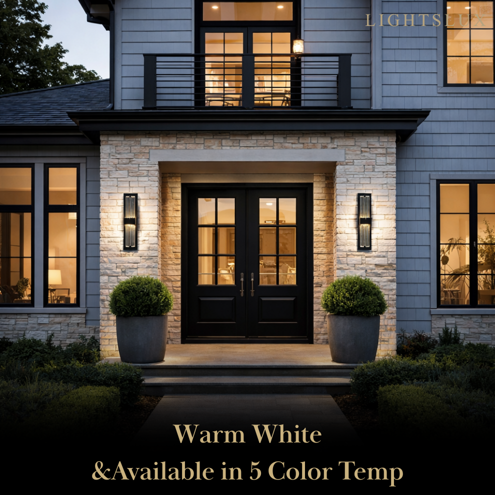 Arcato Modern Outdoor Wall Sconce with Crystal Acrylic Accents - Sleek Black Finish