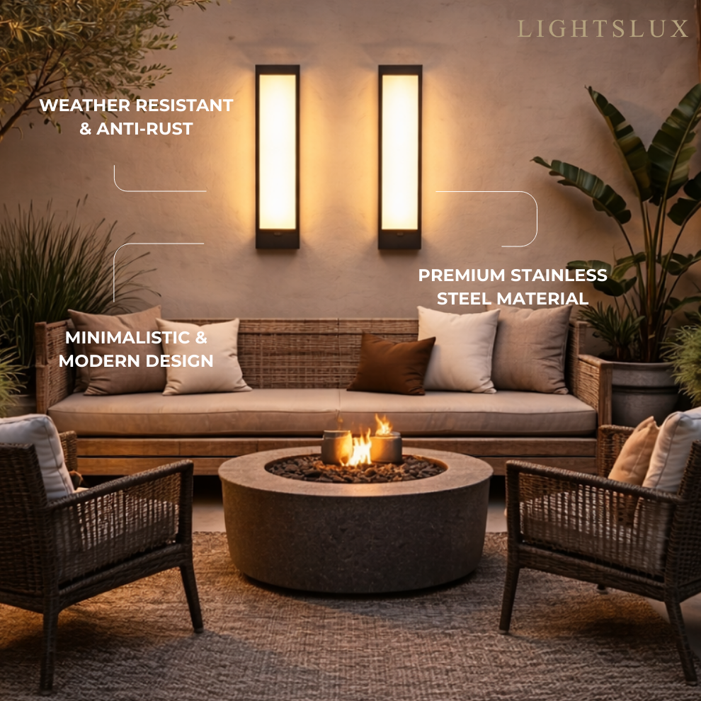 Arcato Premium Stainless Steel Outdoor Wall Sconce - Modern Solar & Wired Options