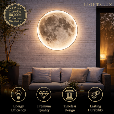 Moon Wall Light Luna, Waterproof Outdoor Moon Lamp for Patio Garden & Bathroom
