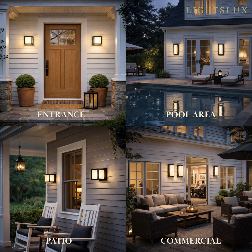 Geometric Matte Black Outdoor Wall Light – Modern LED Sconce for Patio & Entryway