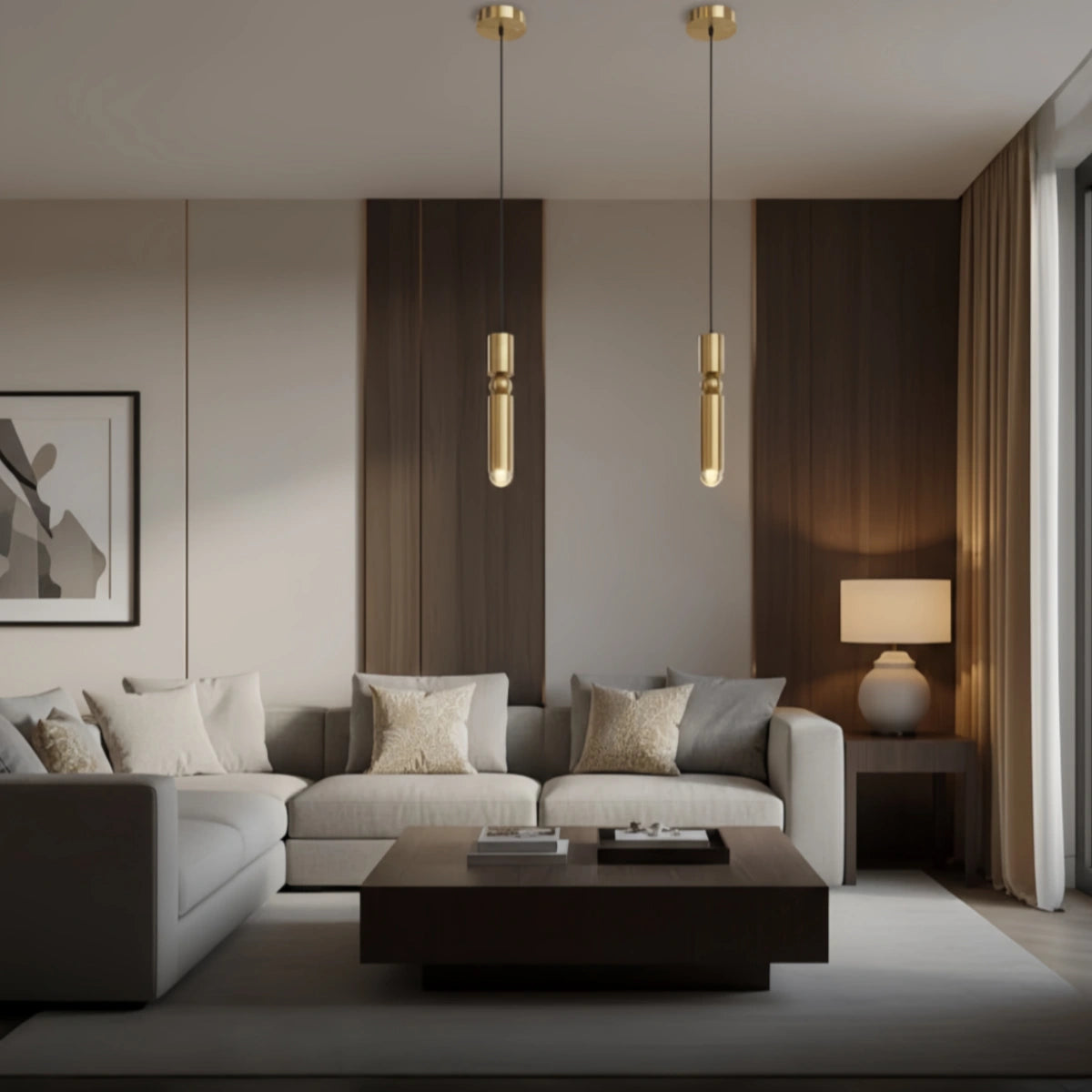 Modern Gold Pendant Light with Soft Warm Glow for Contemporary Interiors