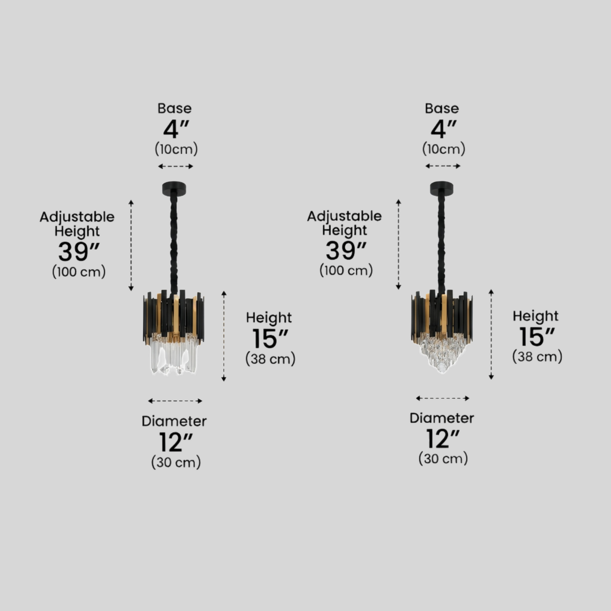 Modern Obsidian Mini Pendant Light with Crystal Detail