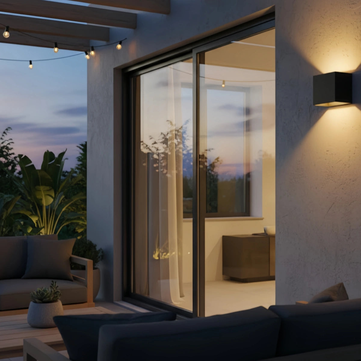 Minimalist Stainless Steel Outdoor Wall Sconce – Modern Exterior Light with Solar or Wired Power