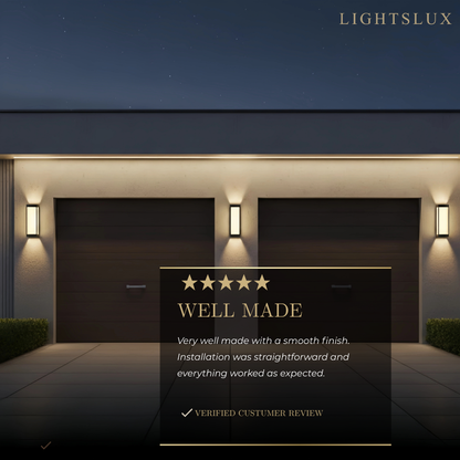  Outdoor Wall Sconce in Black Stainless Steel with Adjustable LED Lighting