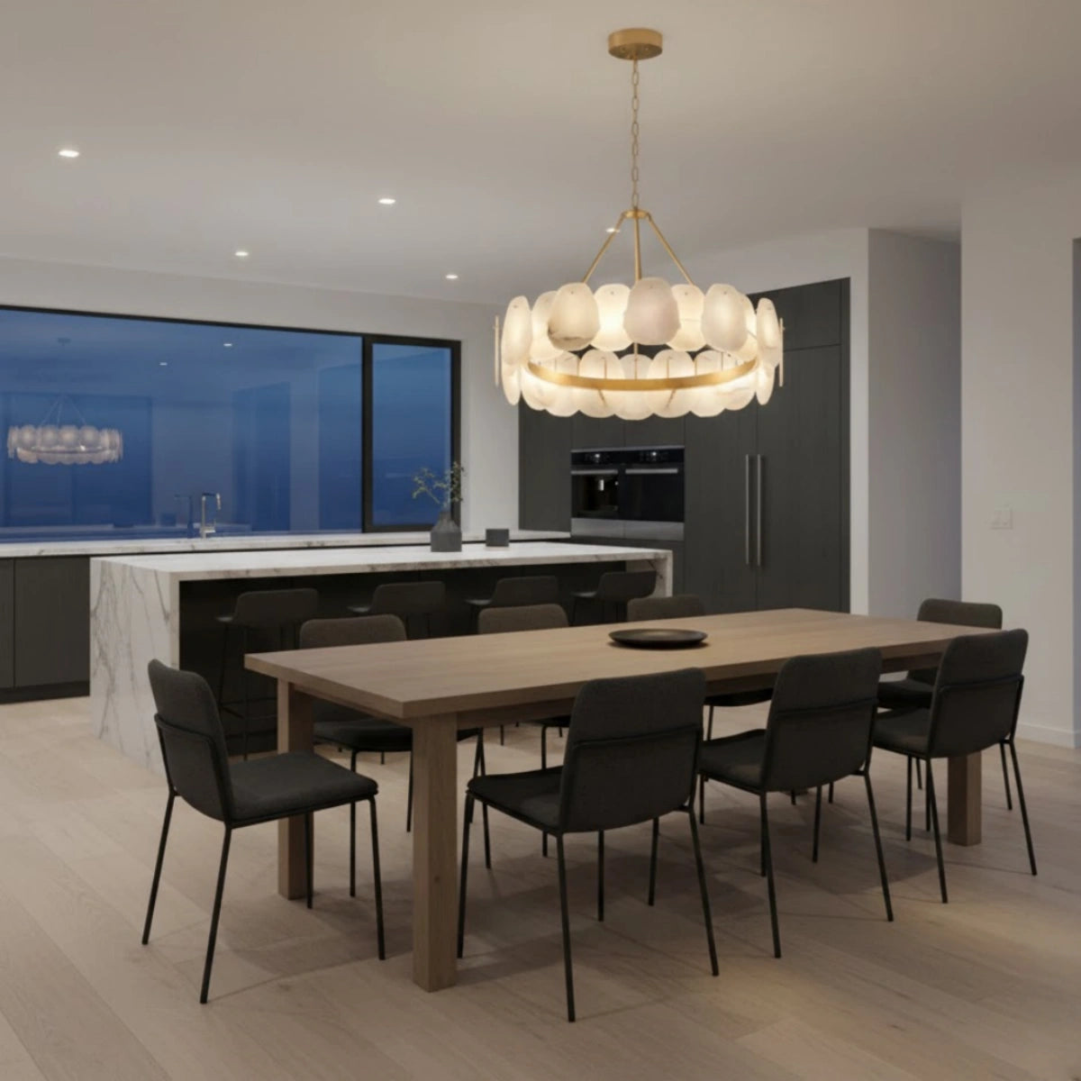 Luxury Sculptural Brushed Gold Chandelier for Dining Room