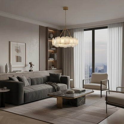 Luxury Sculptural Brushed Gold Chandelier  for Dining Room