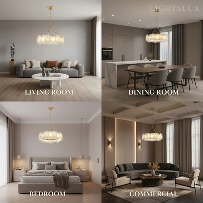 Luxury Sculptural Brushed Gold Chandelier for Dining Room