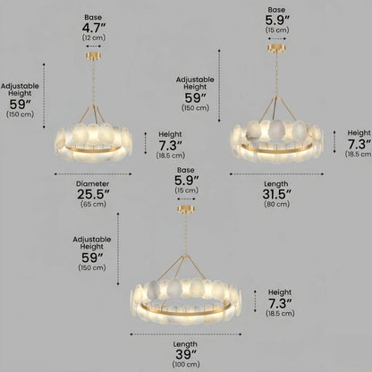 Luxury Sculptural Brushed Gold Chandelier - Layered Alabaster & Hand-Shaped Brass for Dining Room