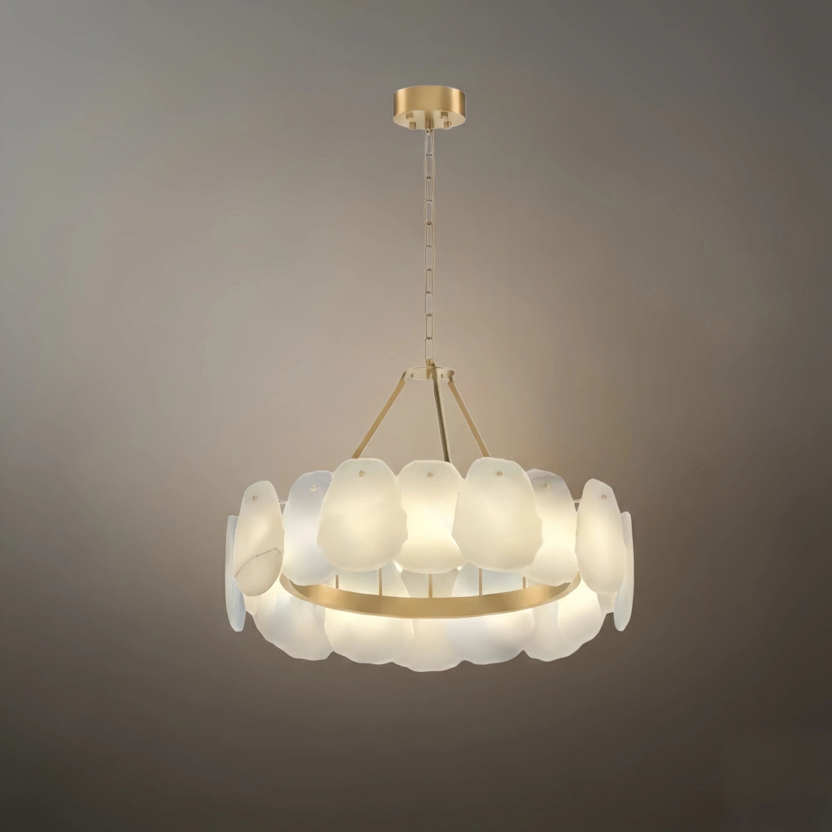 Luxury Sculptural Brushed Gold Chandelier  for Dining Room