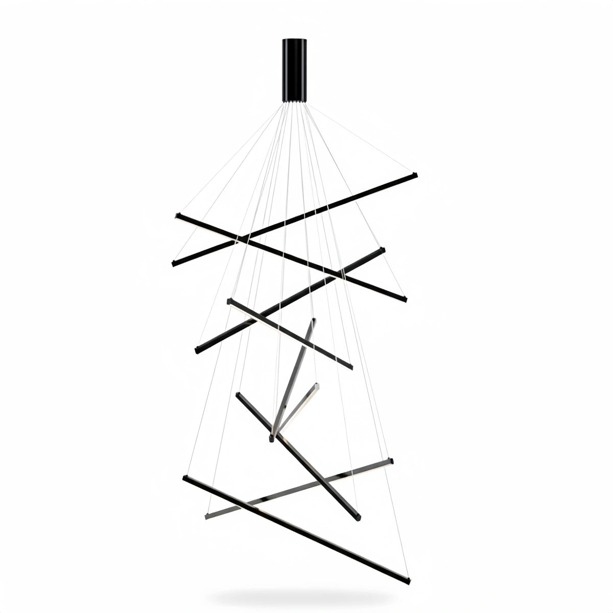 Sculptural Modern Chandelier – Aluminum & Silica Gel LED Halo Light for Living Room 