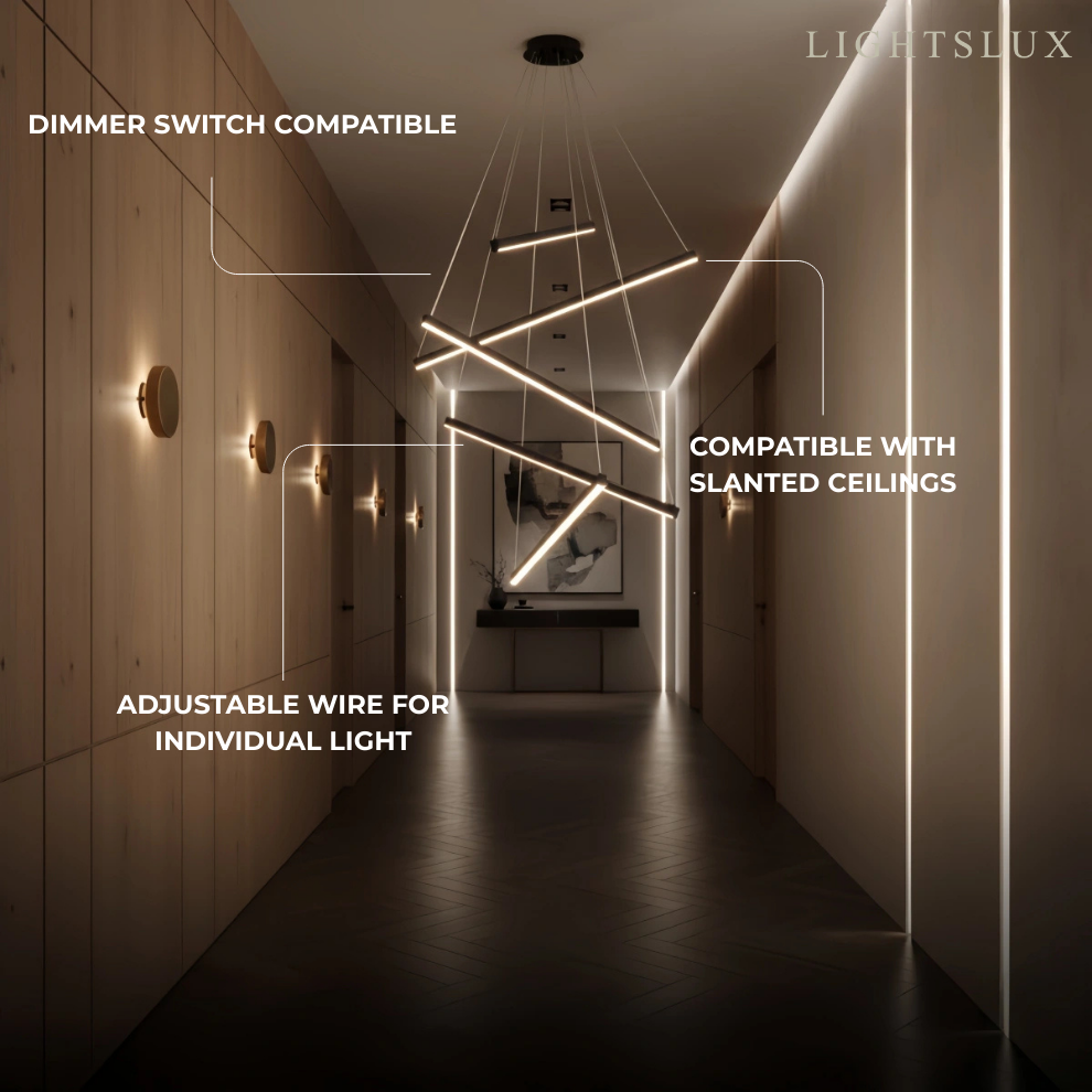 Sculptural Modern Chandelier – Aluminum & Silica Gel LED Halo Light for Living Room 