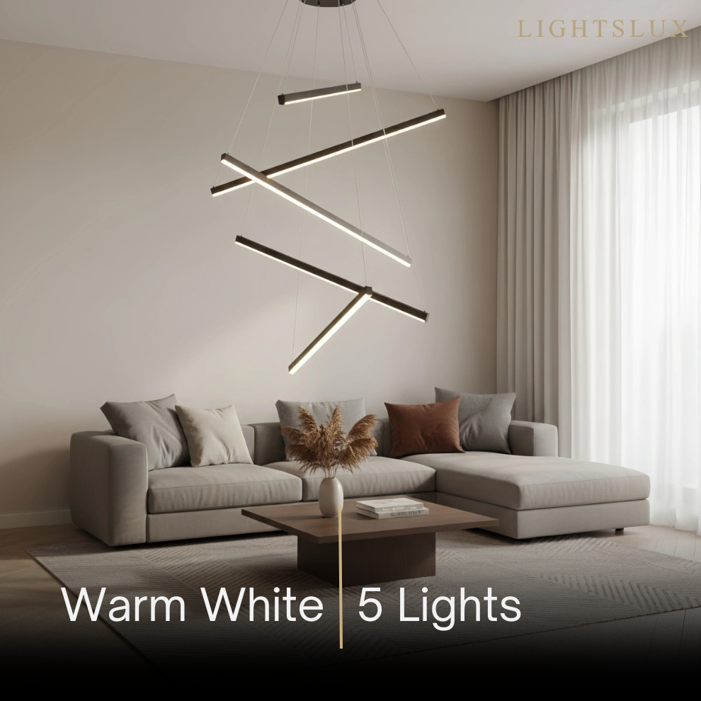 Sculptural Modern Chandelier – Aluminum & Silica Gel LED Halo Light for Living Room 