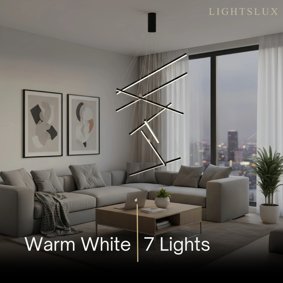 Sculptural Modern Chandelier – Aluminum & Silica Gel LED Halo Light for Living Room 