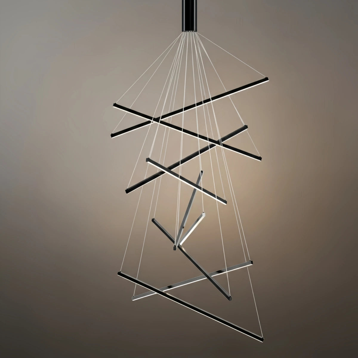 Sculptural Modern Chandelier – Aluminum & Silica Gel LED Halo Light for Living Room 