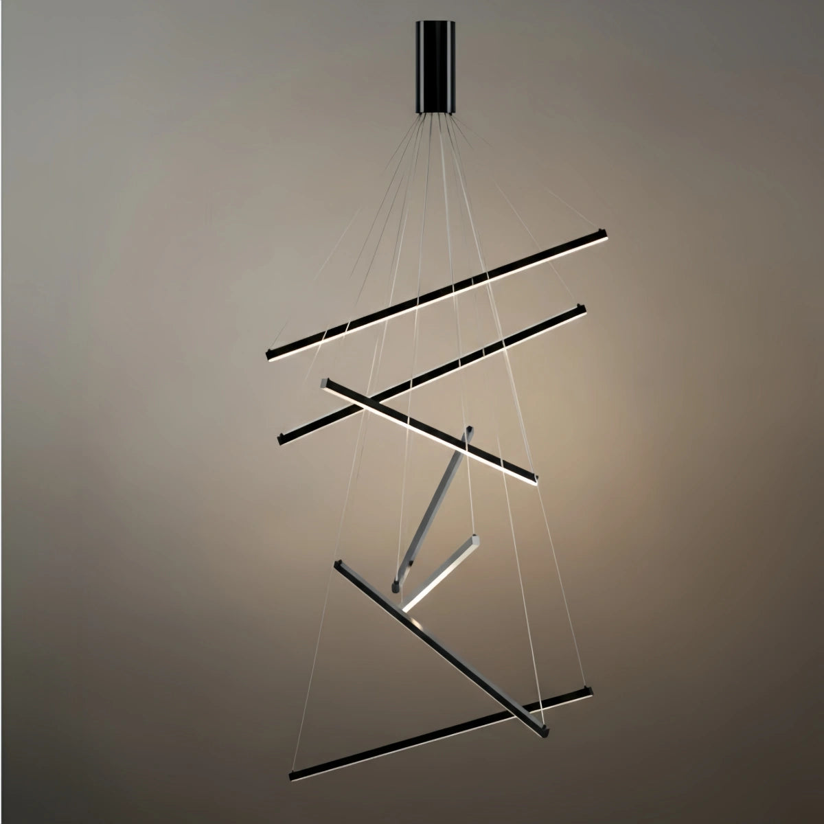 Sculptural Modern Chandelier – Aluminum & Silica Gel LED Halo Light for Living Room 