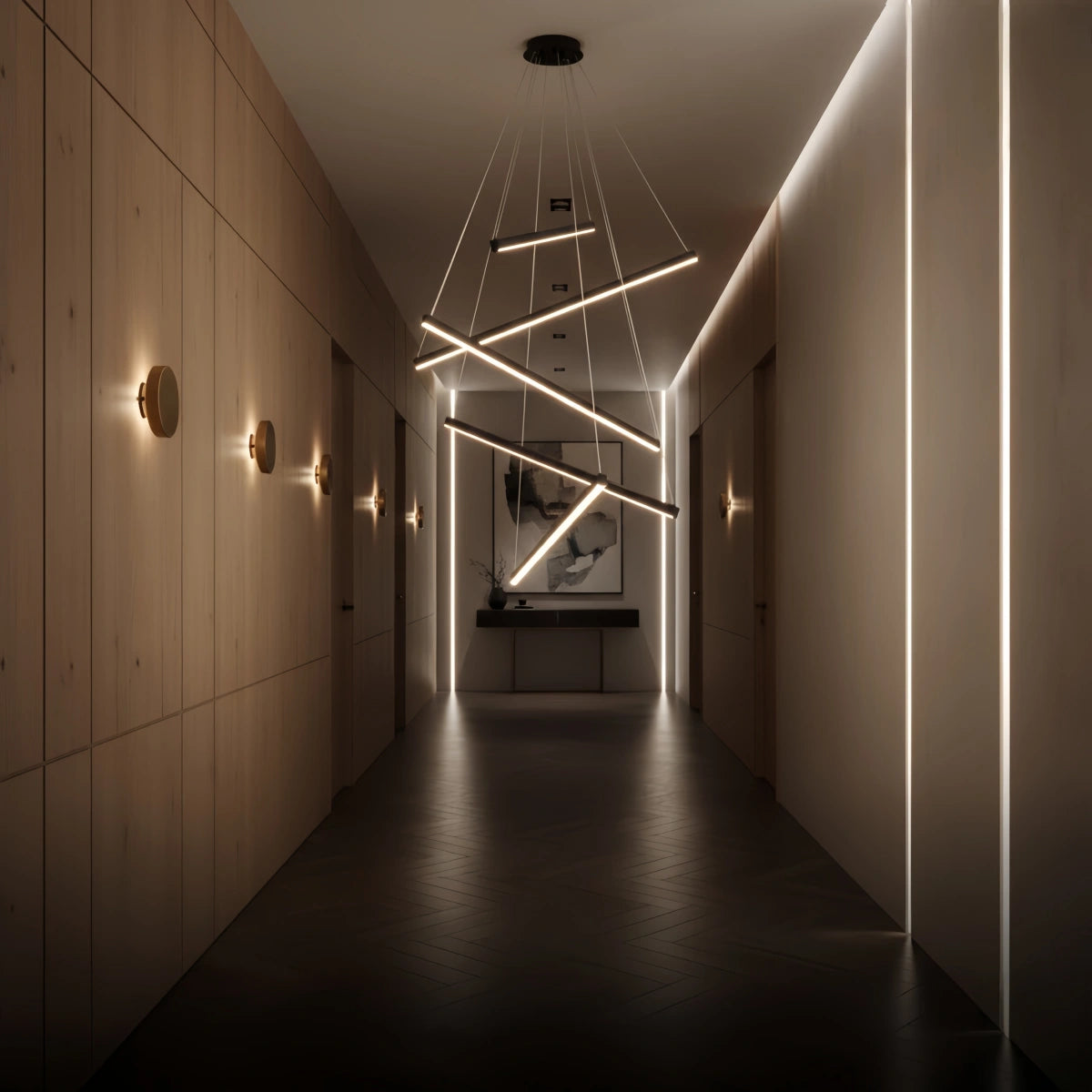 Sculptural Modern Chandelier – Aluminum & Silica Gel LED Halo Light for Living Room 