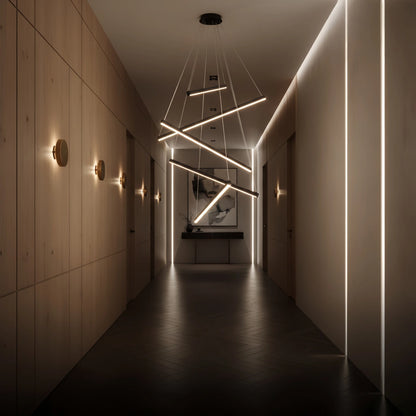 Sculptural Modern Chandelier – Aluminum & Silica Gel LED Halo Light for Living Room 