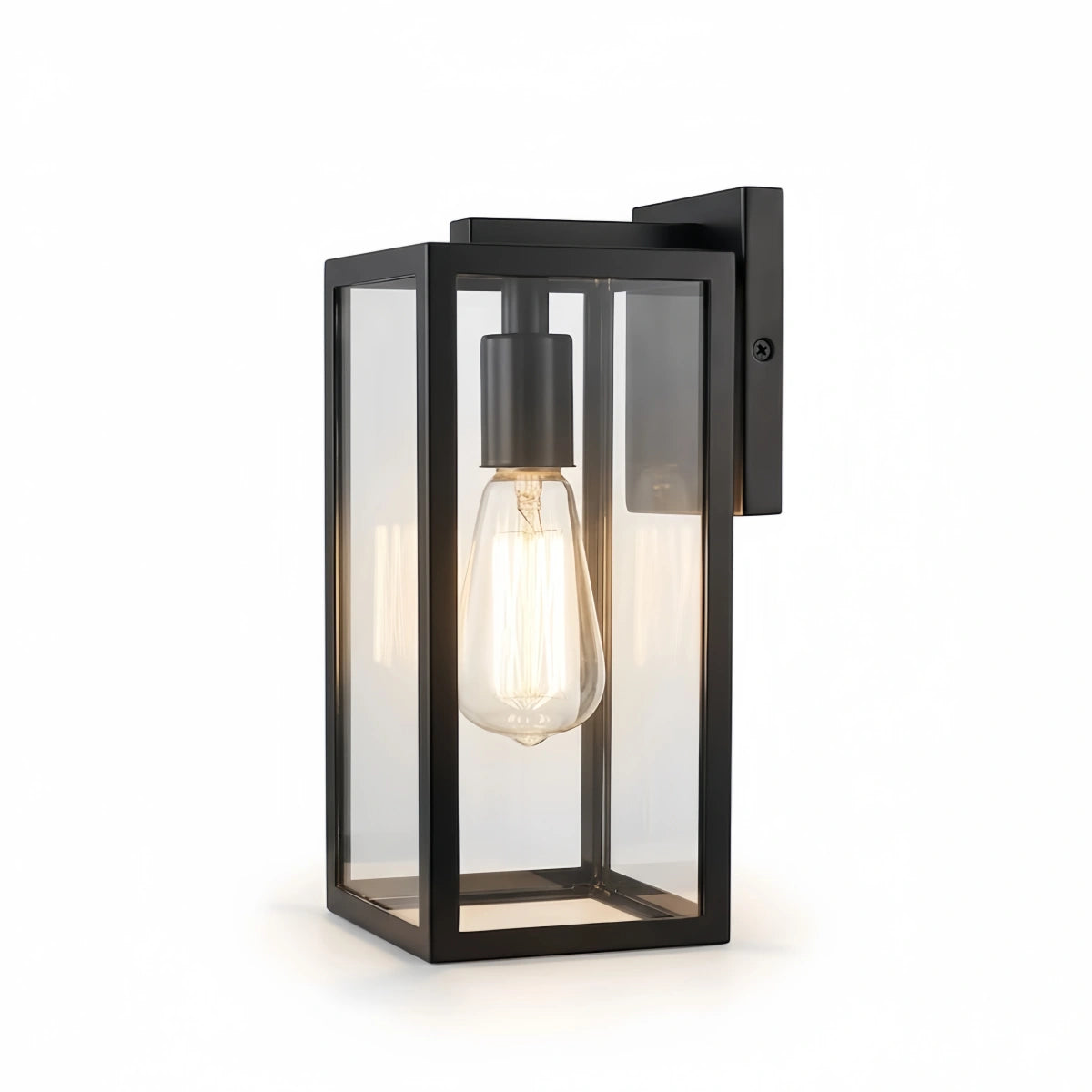 Arcato Modern Outdoor Wall Sconce – Black Stainless Steel with Clear Glass for Porch/Patio