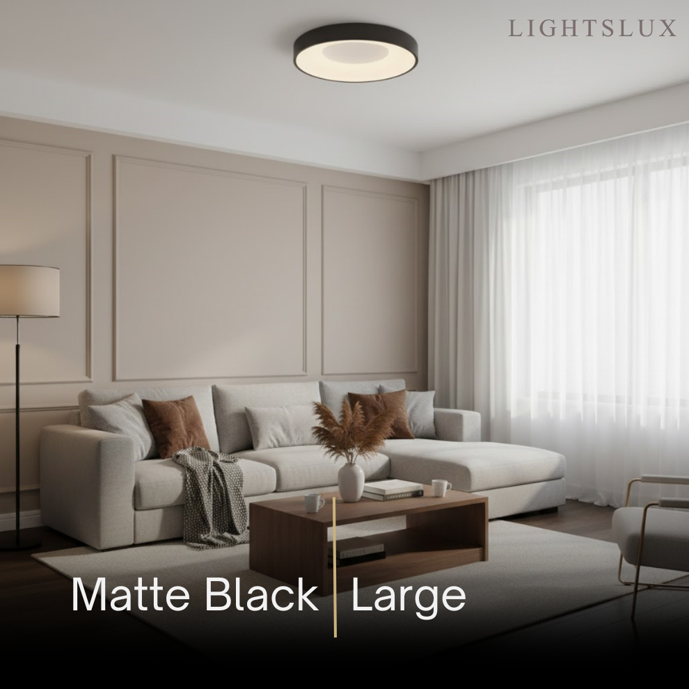 Modern Flush Mount Ceiling Light – Gold/ Black Dimmable LED for Living Room